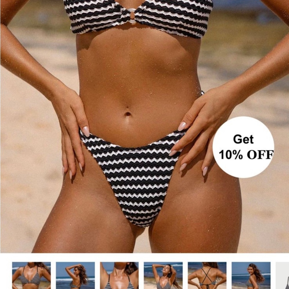 Chic Black and White Patterned Bikini Set
